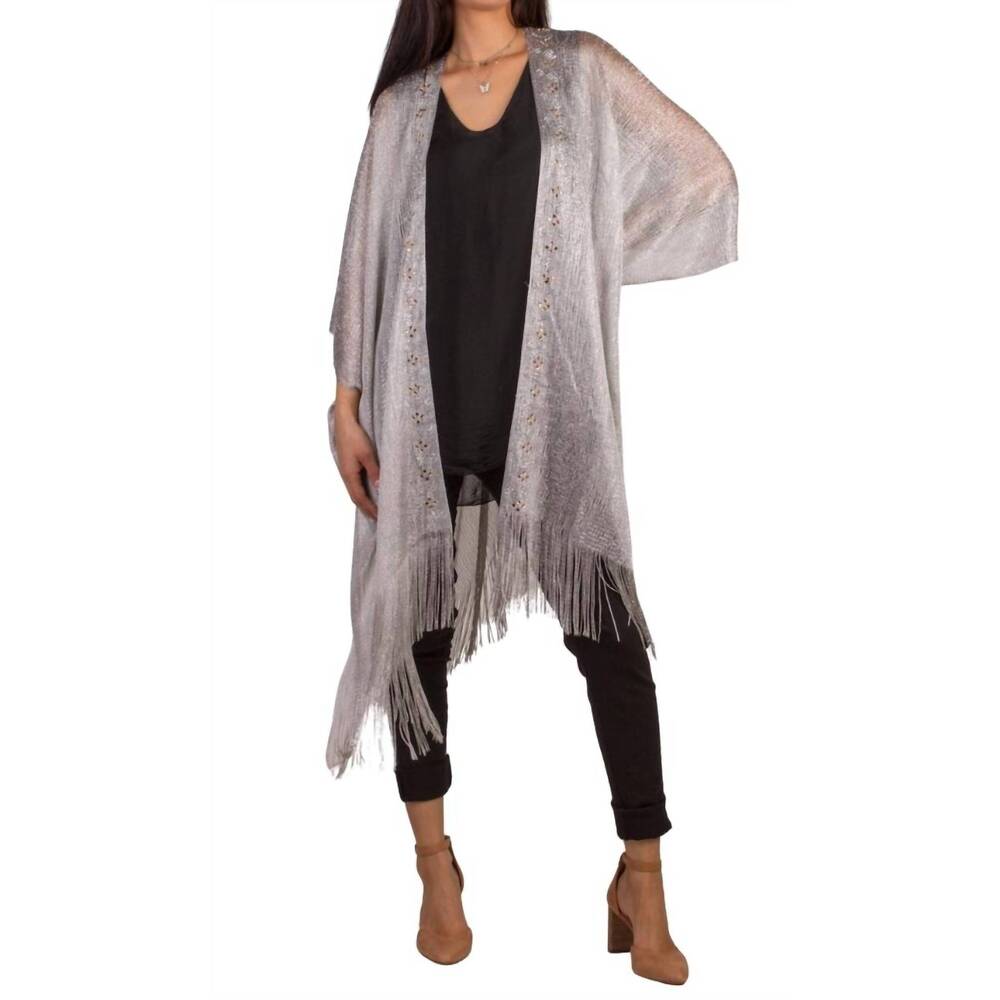 NEW GIGI MODA spiaggia open front kimono in silver